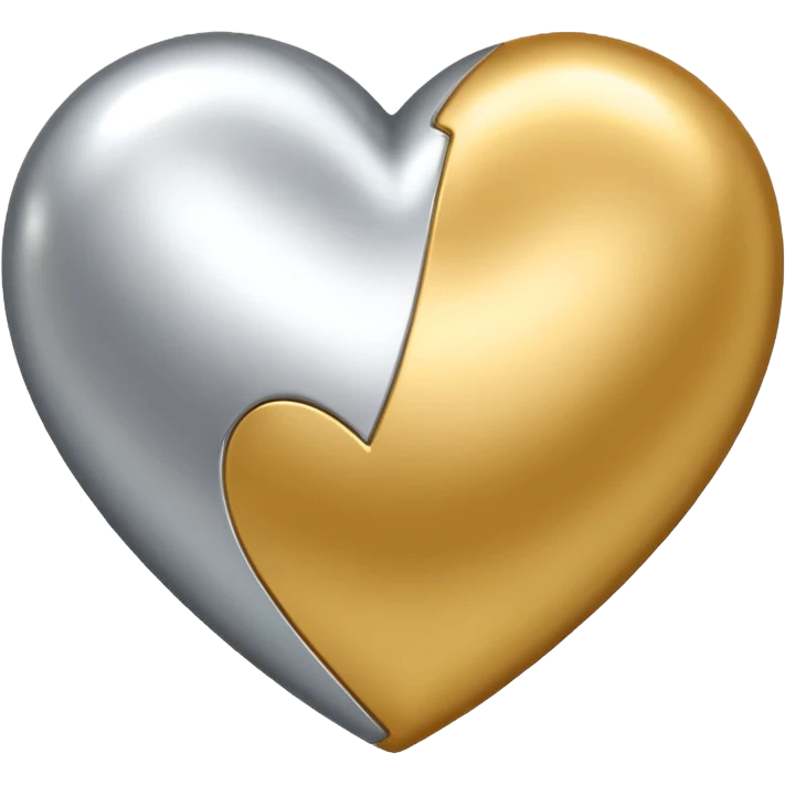 Gold and silver heart emoji