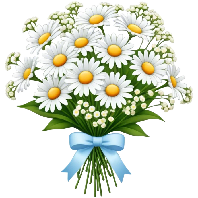 daisy and babies breath bouquet  emoji