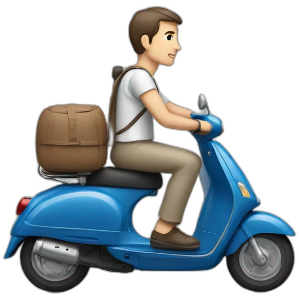Tall thin man on scooter with greek flag emoji