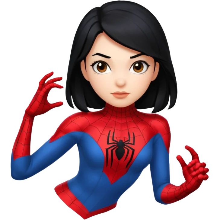 simple emoji of a girl in a Spiderman costume with black hair emoji