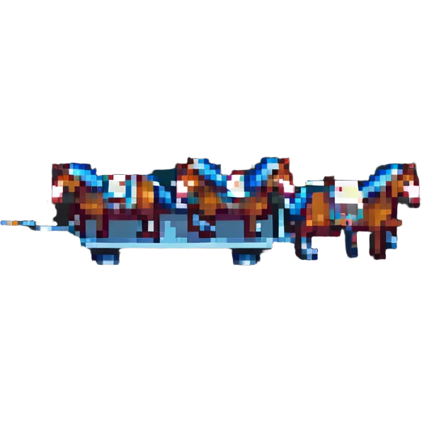 horses pulling a cart, isometric view emoji