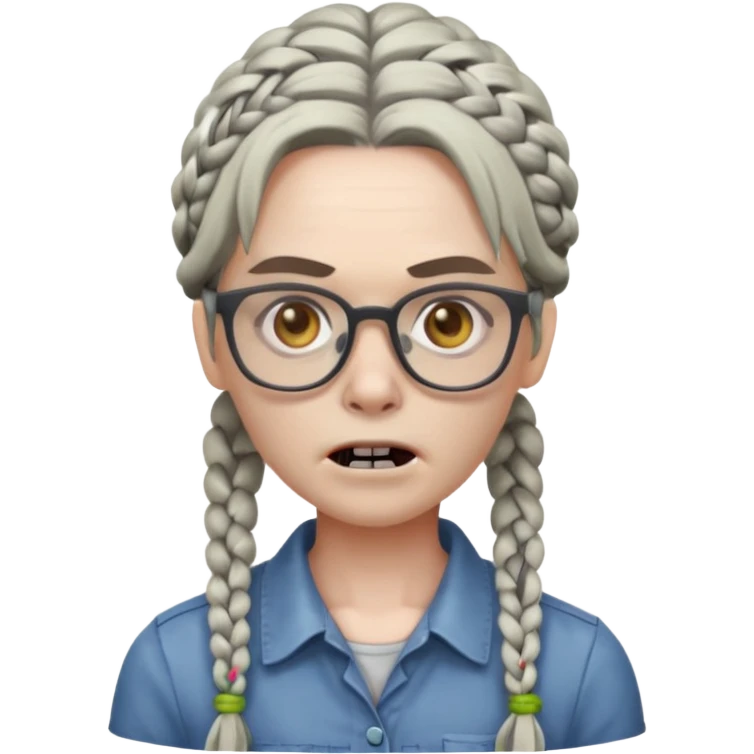 zombie with braided hair and glassess emoji