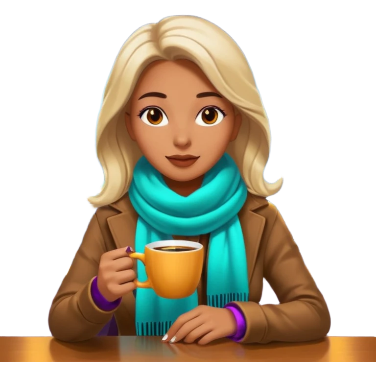 Woman with coffee , coffe shop with  neon glow, Midnight Wander. emoji
