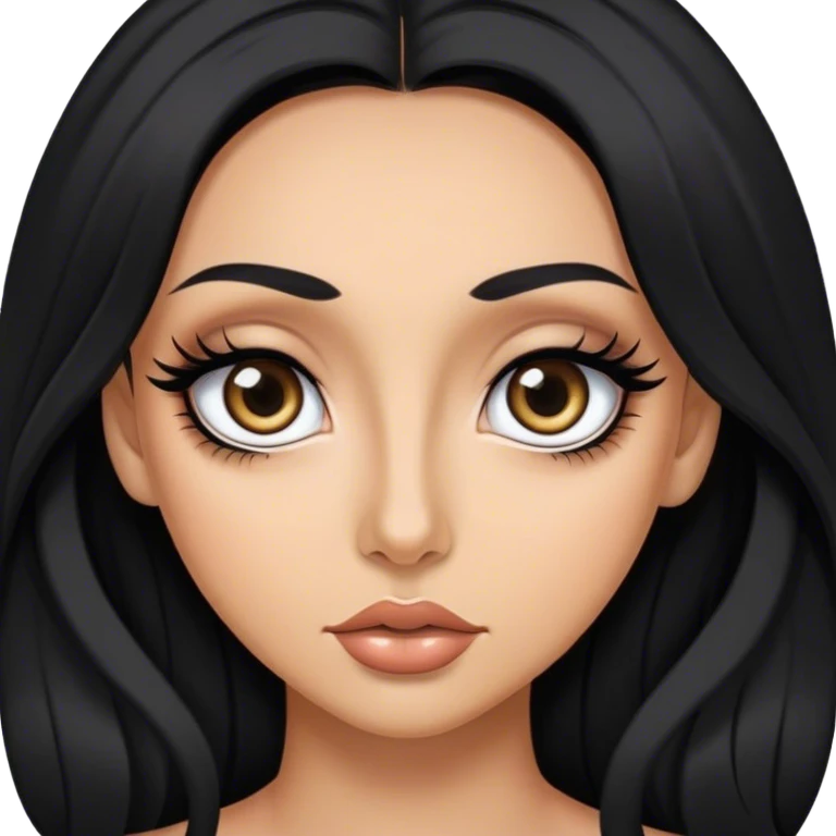 Mujer trigueña con pelo negro largo, ojos grandes, pestañas voluminosas, maquillada, estudiante de medicina emoji