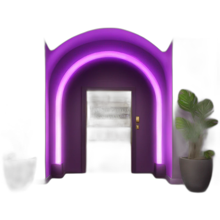Bar entrance with 3 purple LED arch lights from larger to smaller leading down the hall inside  emoji