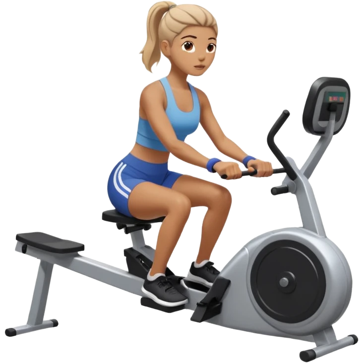 women  workout on erg machine rowing 
 emoji