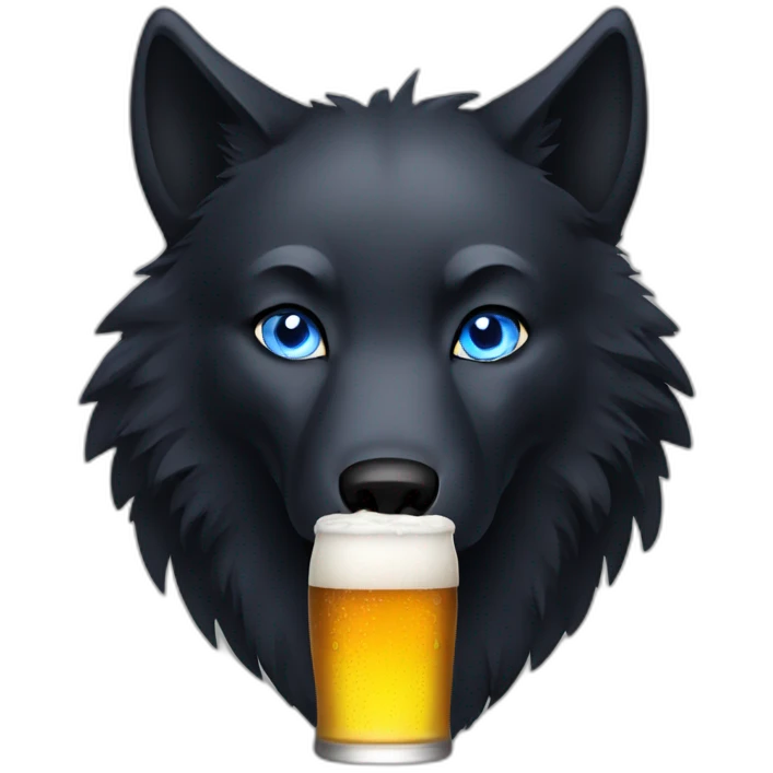black wolf blue eyes drinking beer emoji