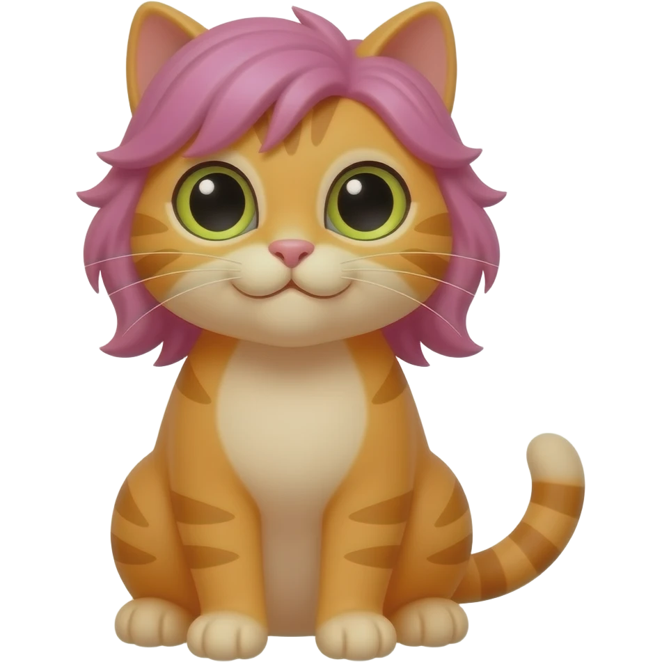 orange cat with sitting pose front view pink hairs emoji