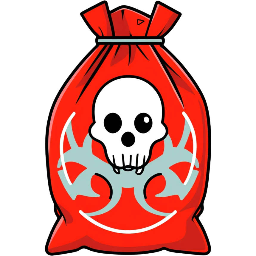 Shitting in a red biohazard plastic bag emoji