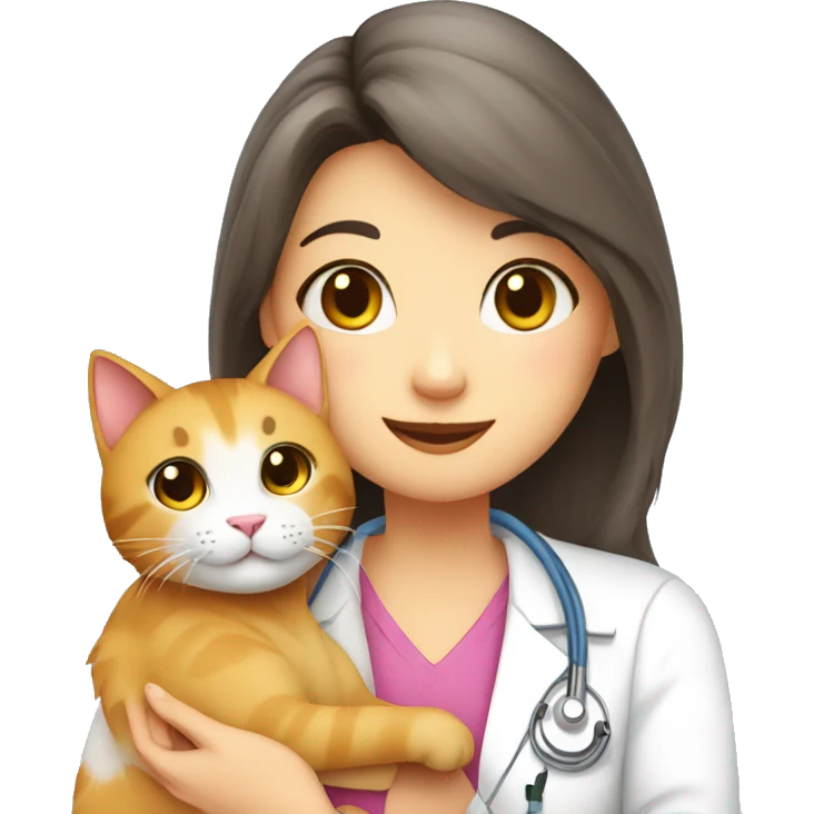 cat cuddles veterinarian girl emoji