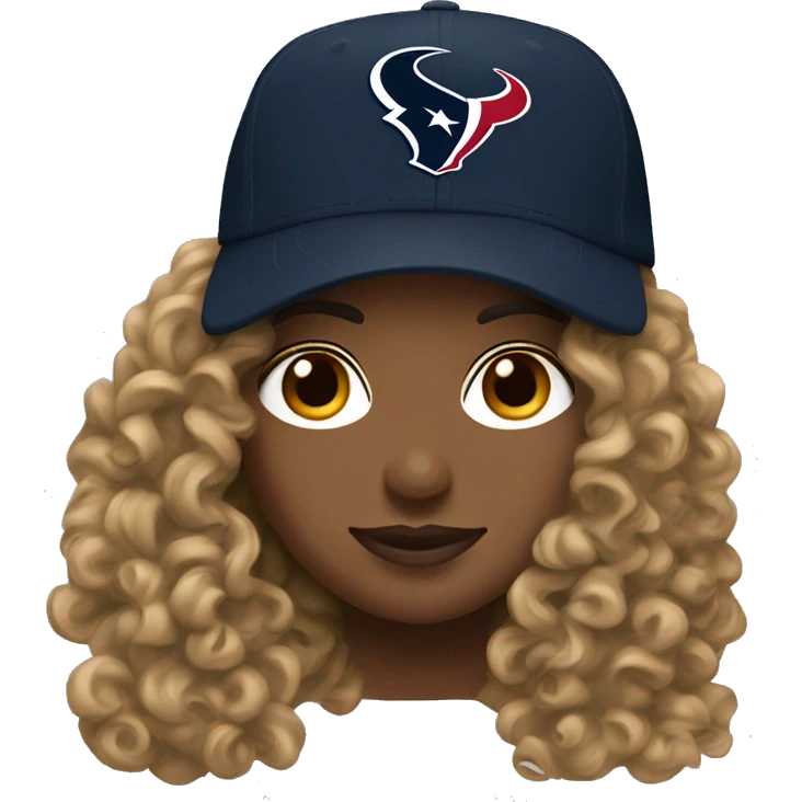 HOUSTON TEXANS baseball hat woman with long curly hair  emoji
