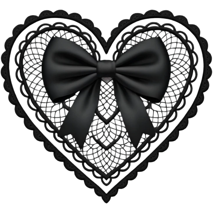 black lace heart with a small bow accent emoji