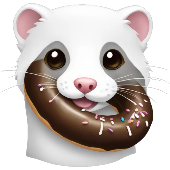 Grey and white ferret with chocolate donut  emoji