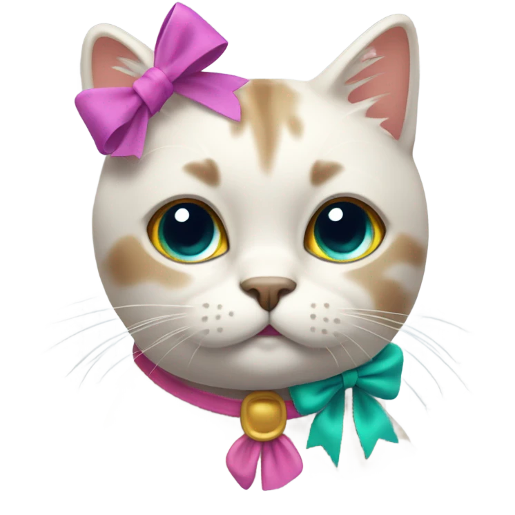 Cat blushing with a bow in her hair emoji