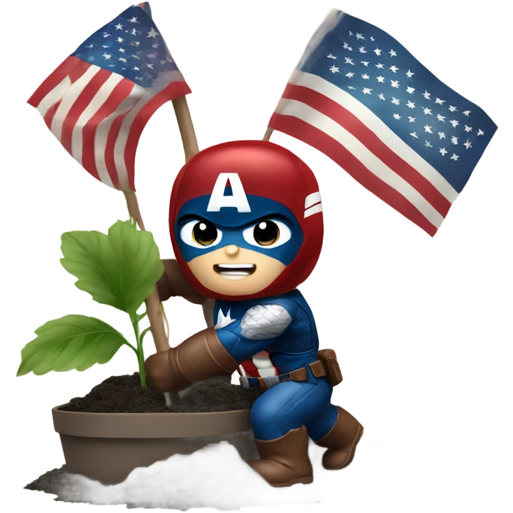 Captain America planting a USA flag emoji