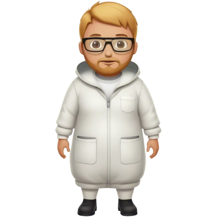 full body medium plus size bee keeper with  short light strawberry blonde hair and goatee wearing glasses  emoji