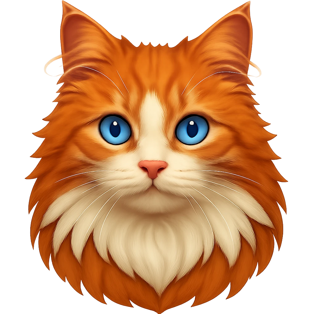 Change the cat's eyes to bright blue, keep the rest the same, with no background emoji