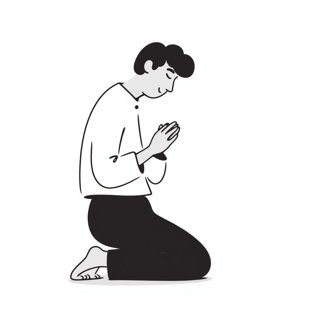 hand-drawn doodle of a man praying emoji