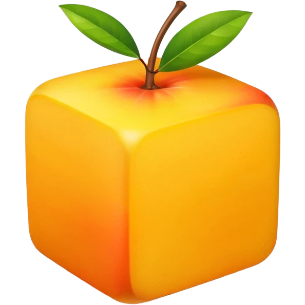 single mango cube, minimal flat design, bright yellow-orange, isolated on white background, no face, no eyes, no mouth, not a character, no background elements, not cartoon style emoji