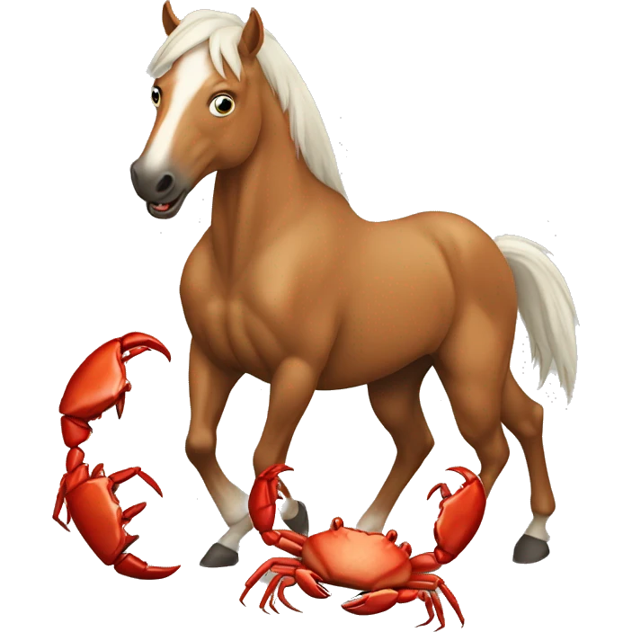 Horse in a fight with crab emoji