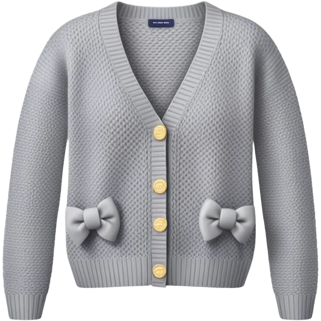 gray cardigan with bows all over, hyper-realistic knitted 3d, isolated emoji