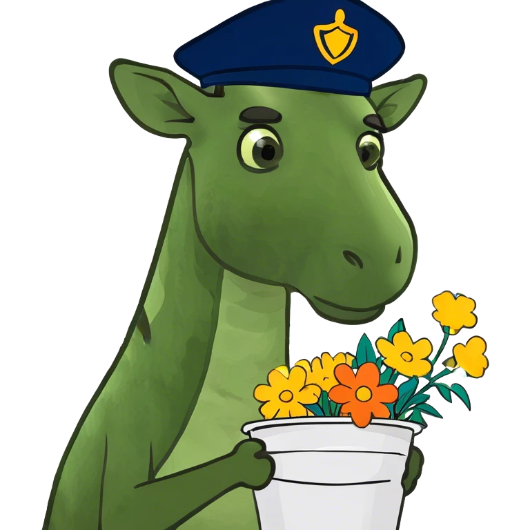 giraffe with a bucket of flowers  emoji