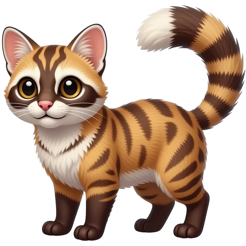 Cacomistle-tanuki-munchkin cat-oncilla-genet-civet-animal-hybrid (full body) emoji