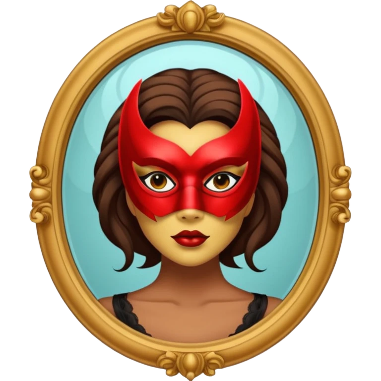Killer on mask on fancy mirror behind woman emoji
