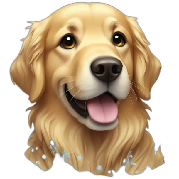Golden retriever in water emoji