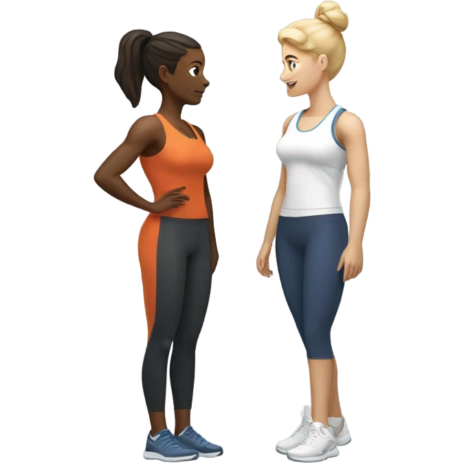 2 white skin woman in sportswear talking to eachother emoji