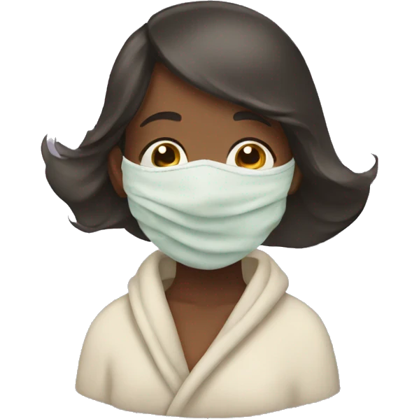 Girl doing a mask, wearing a towel emoji