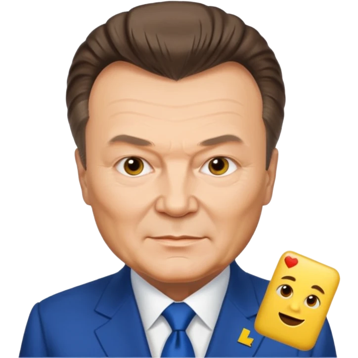 realistic emoji-style headshot of Viktor Yanukovych, Ukrainian ex-president, with his signature hairstyle and facial features, iPhone emoji style emoji