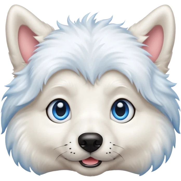big shining blue eyed white dog emoji
