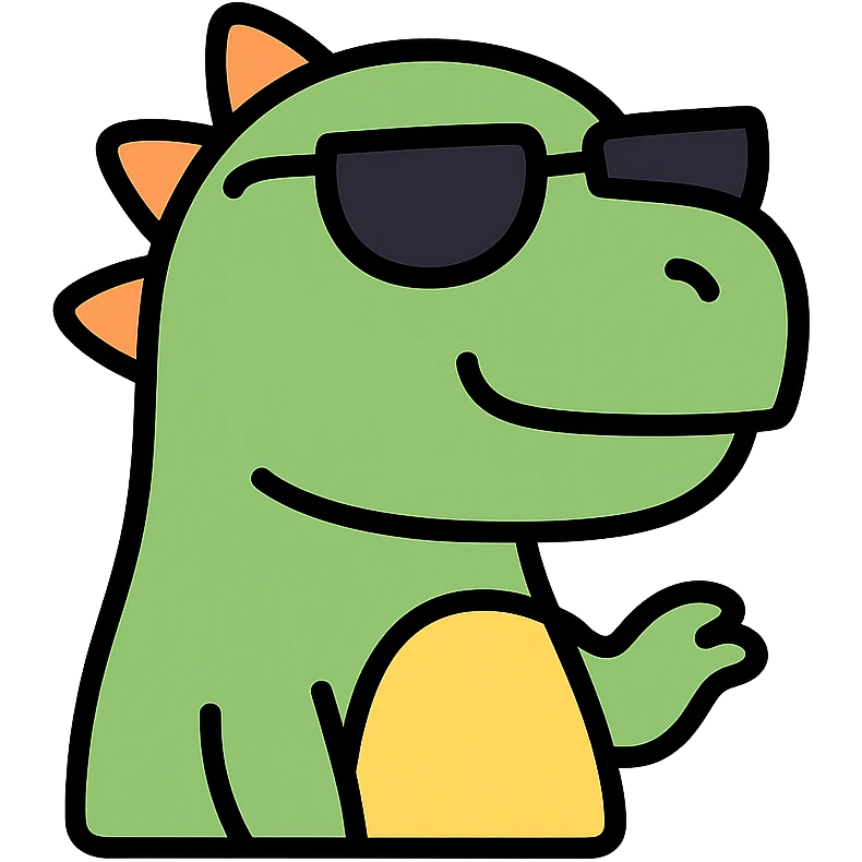 dinosaur wearing sunglasses, colorful icon emoji