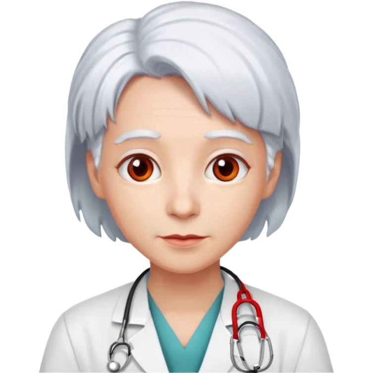 doctor with white hair and red hairclips  emoji