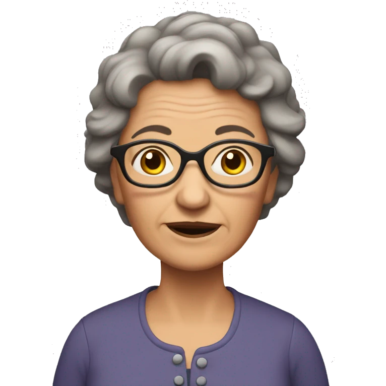 grandma, brown hair,glasses emoji