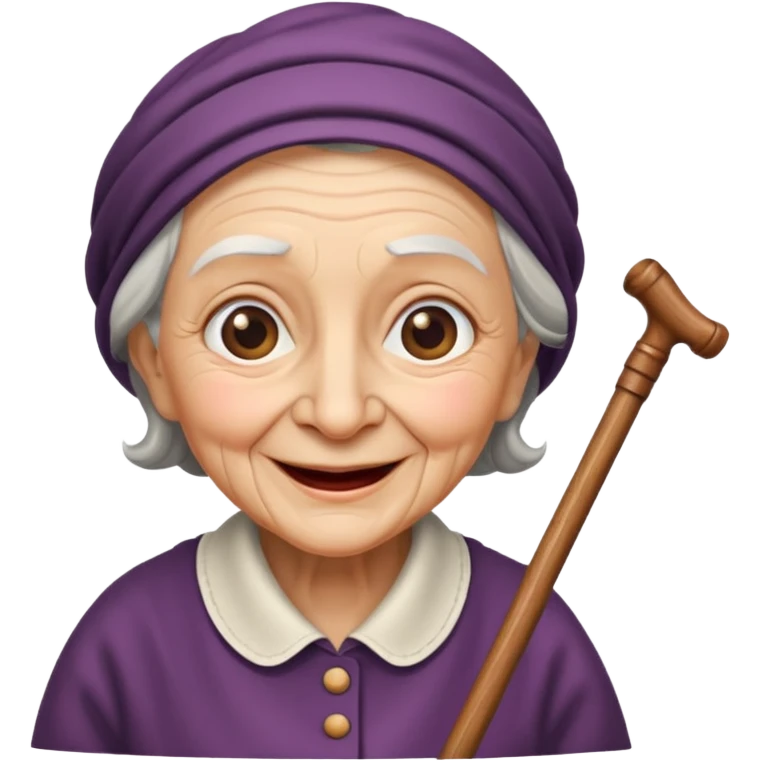 Grandma walking using a cane with a hunchback emoji