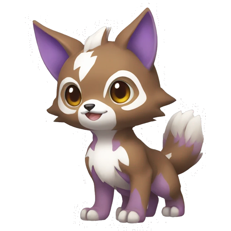 Cute cool brown white purple animal hybrid Fakemon full body emoji