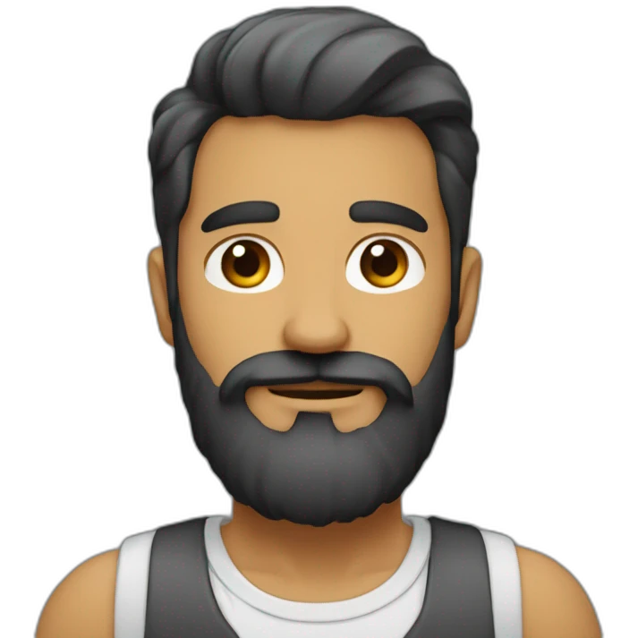 Hombre barba coleta emoji