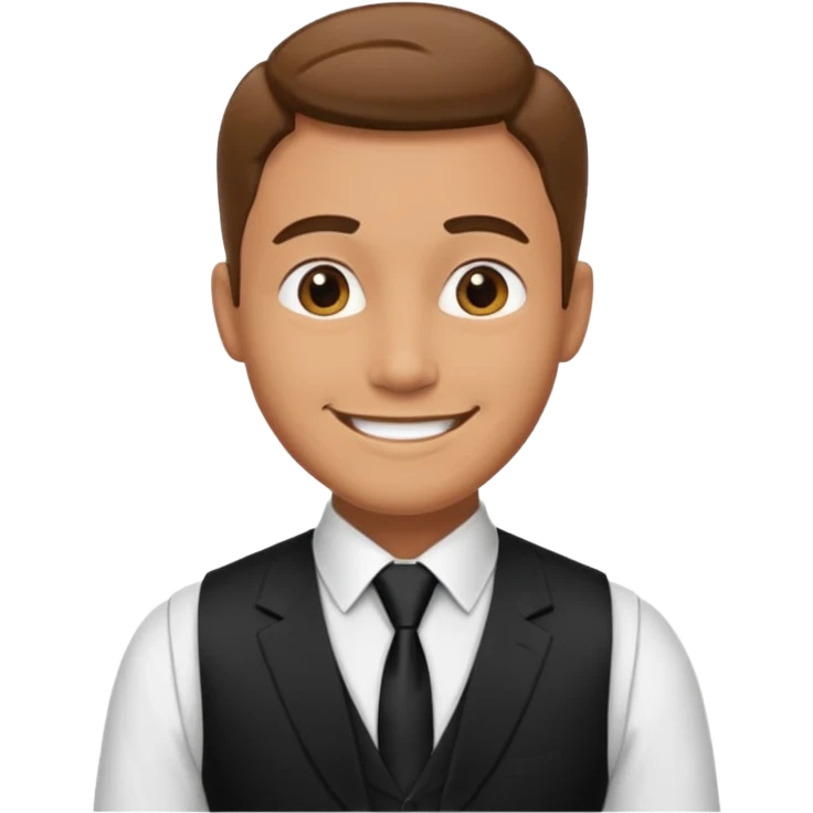 portrait of adult man, wearing a formal vest, smiling face emoji