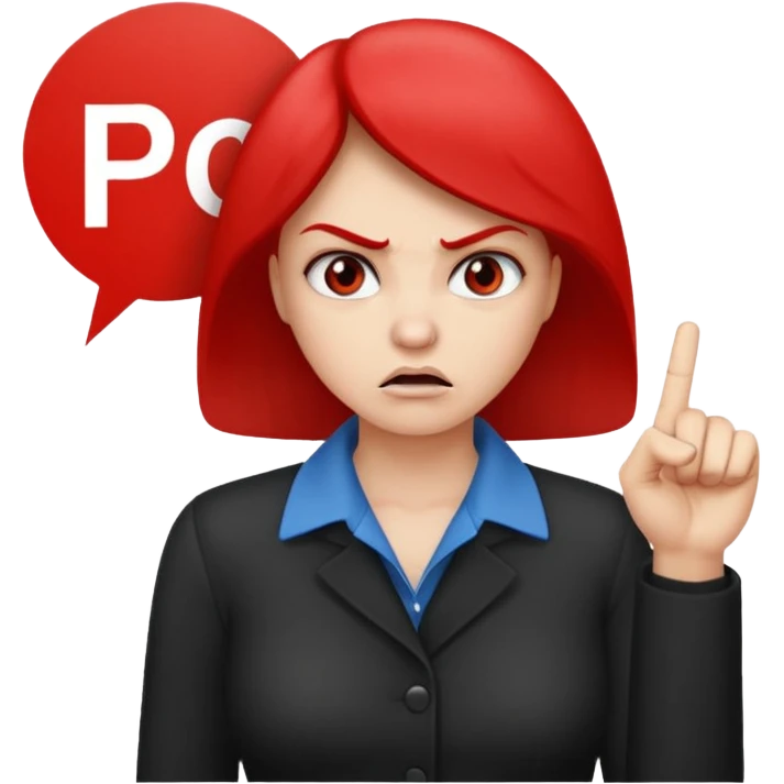 Letters saying “Don’t PMO” With an angry lady standing behind the letters with her finger up  emoji