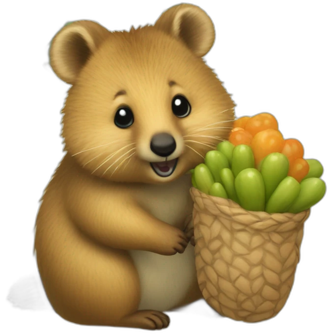a quokka with mano cornuta emoji