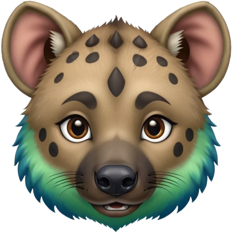 blue and green ombre hyena face emoji