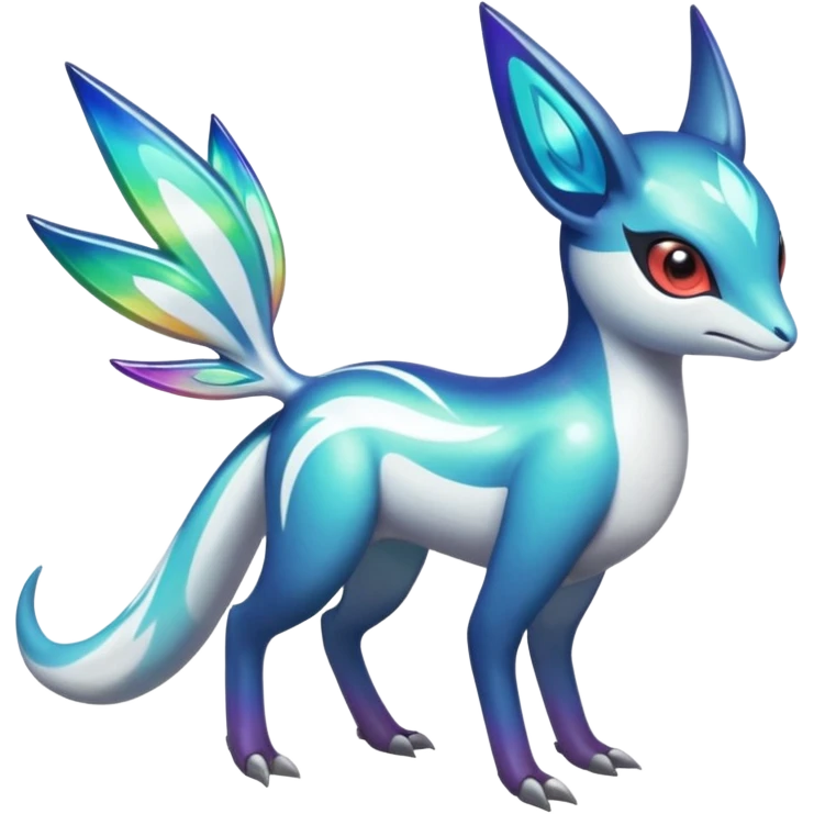 Iridescent Bioluminescent Translucent Luminescent Diaphanous Shiny Colorful Meloetta-Latias-Koraidon-Peppercat-Wargreymon-Protogen-Fakémon-fusion-hybrid-creature emoji