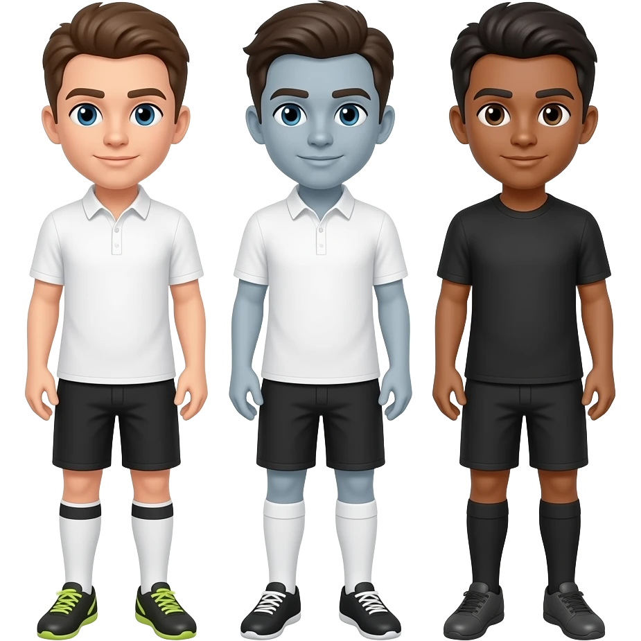 Scoring a goal in white shirt and black shorts invert emoji