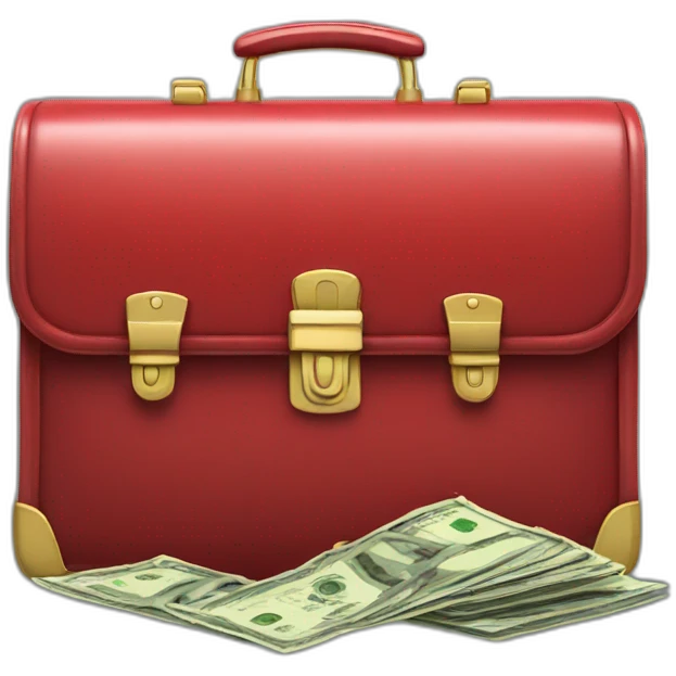 red briefcase opened full money inside emoji