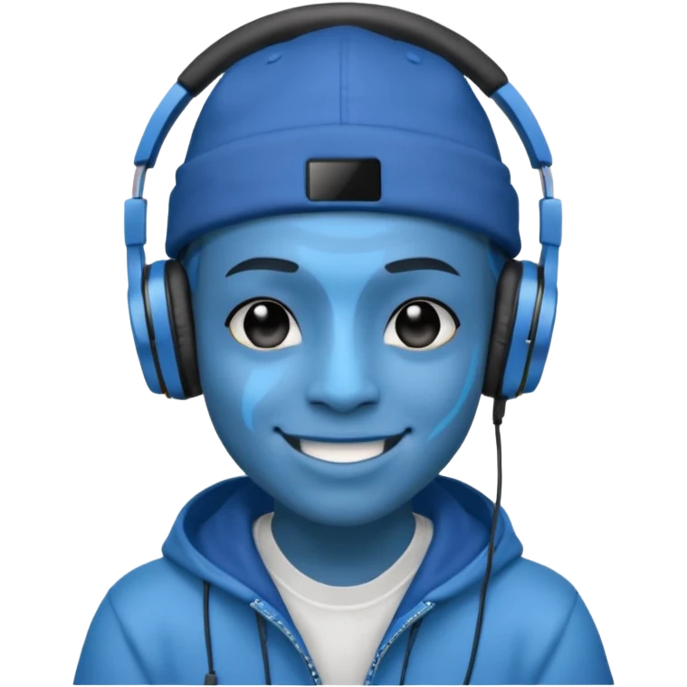 Avatar rapper with headphones blue character  emoji