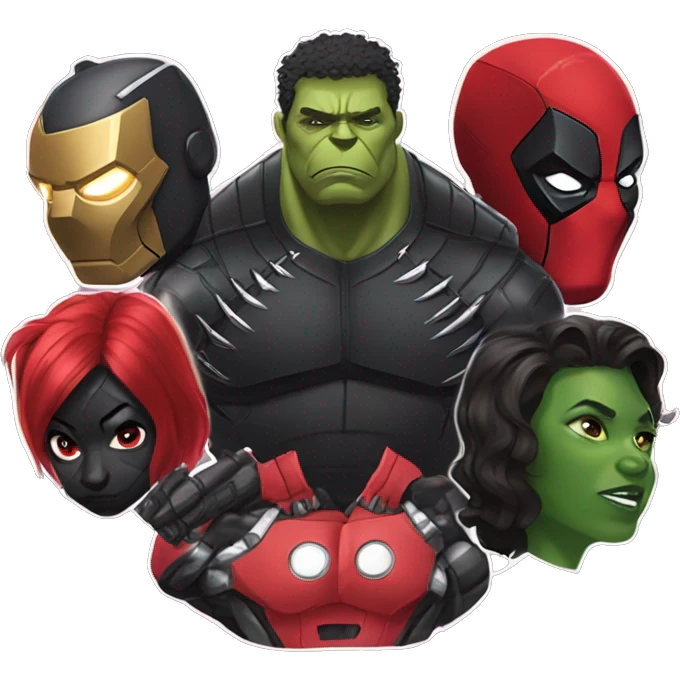 Black panther, hulk, deadpool, iron man, black widow emoji