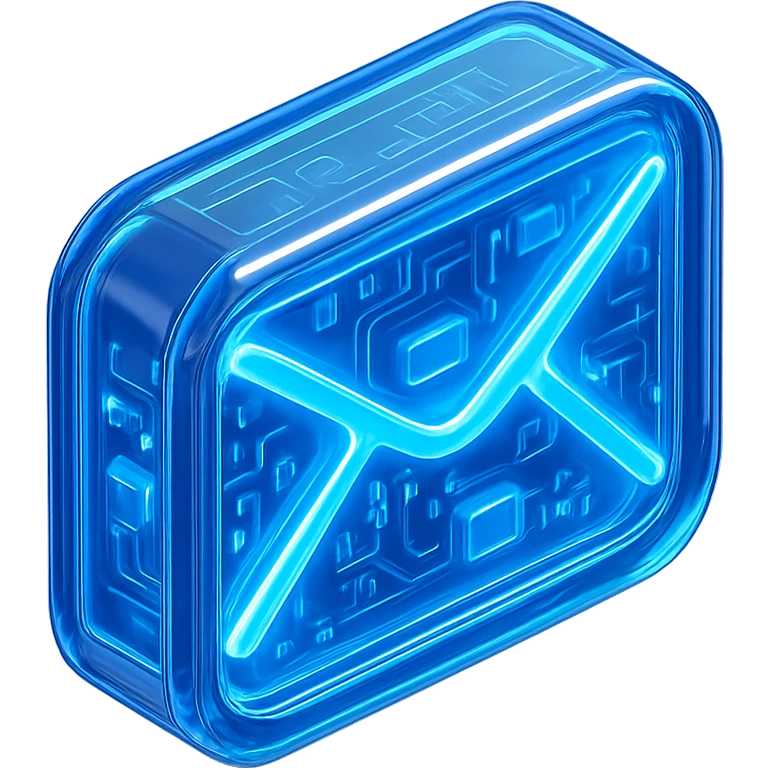sleek futuristic email icon with blue neon glow emoji