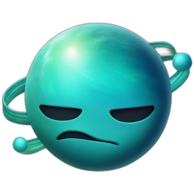 planet Neptune with a cartoon saluting face emoji